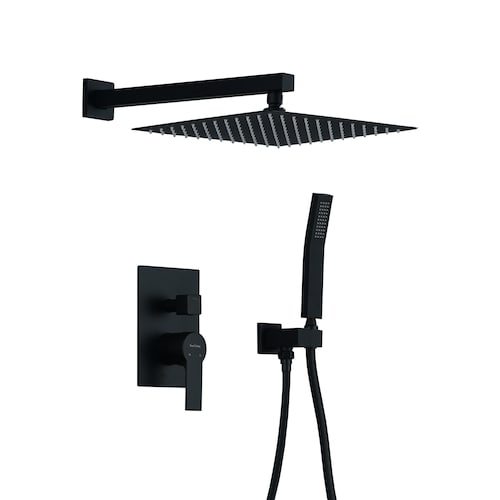12 in. Wall Mount Dual Shower Heads Shower System with Rough-In Valve Body and Trim in Matte Black-Glass Shower quote template